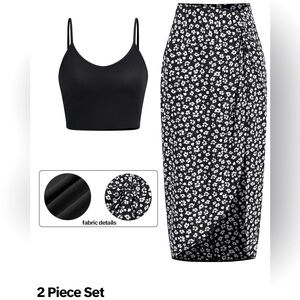 Yozy Women’s Boutique High Waist Maxi Skirt and Top Floral Set NWT